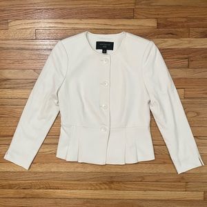 Ann Taylor Cream Peplum Button Jacket